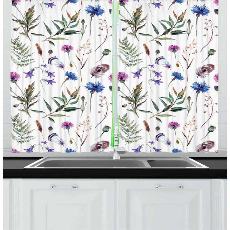 Floral Tailored Kitchen Curtain
