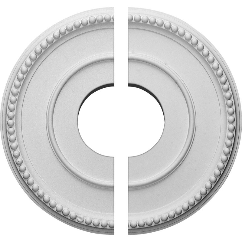 Endurathane Bradford Ceiling Medallion, 12 1/2"OD x 3 7/8"ID x 3/4"P (Fits Canopies up to 6 5/8"), Two Piece, Factory Primed