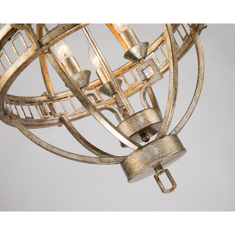 Globe géométrique argenté 3 lumières Lemuria