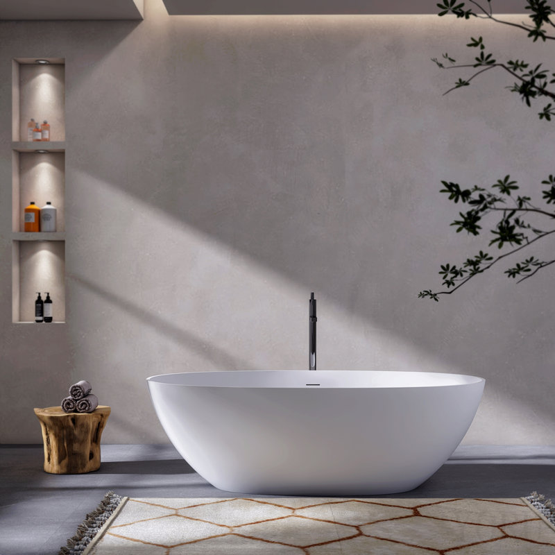 Baignoire autoportante de 70,87 pouces en surface solide pour salle de bain