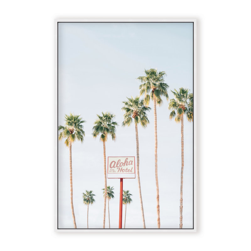 Coastal Retreat Aloha Hotel by  - Picture Frame Photograph on Paper, 24" H x 16" W x 1.125" D, Beige, Framed Matted Print