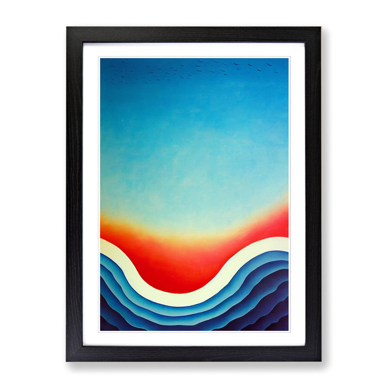 FRM-V0523-4X Abstract Beach Art Vol.2 - Single Picture Frame Print, 64cm H x 46cm W x 2cm D, Black Framed