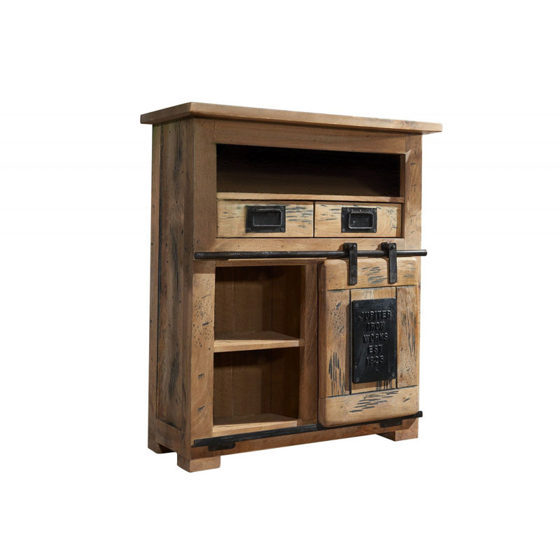 Railway Solid Wood 75 cm W Chest of 2 Drawers