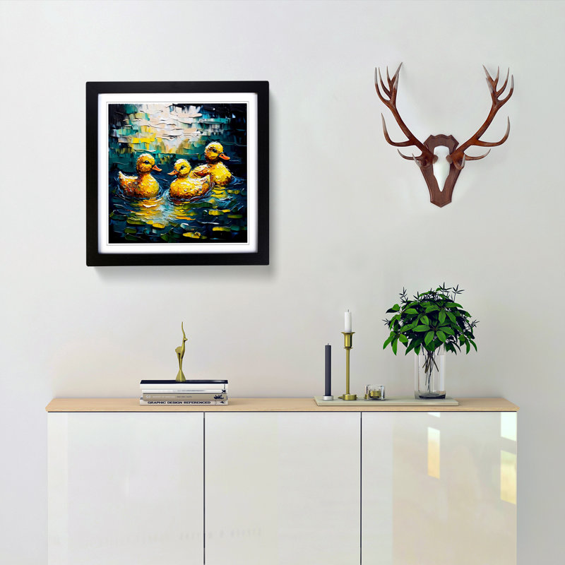 Rubber Ducks Palette Knife - Framed Print, Black