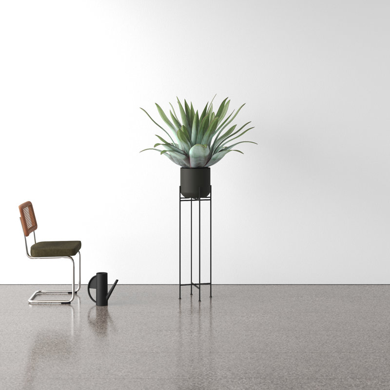 Black Metal Indoor Outdoor Planter with Removable Stand, 42" H x 12" W x 12" D