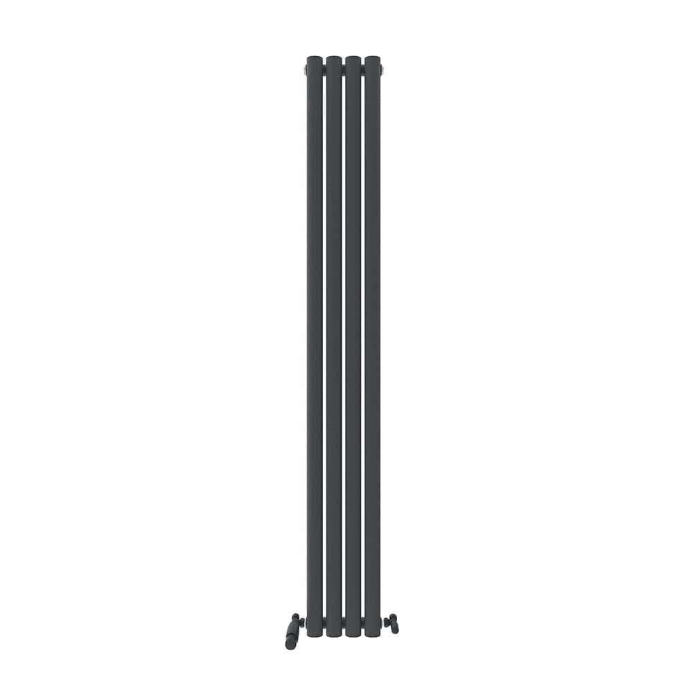iBathUK Princia Vertical Single Oval Panel Radiator Angled Valve