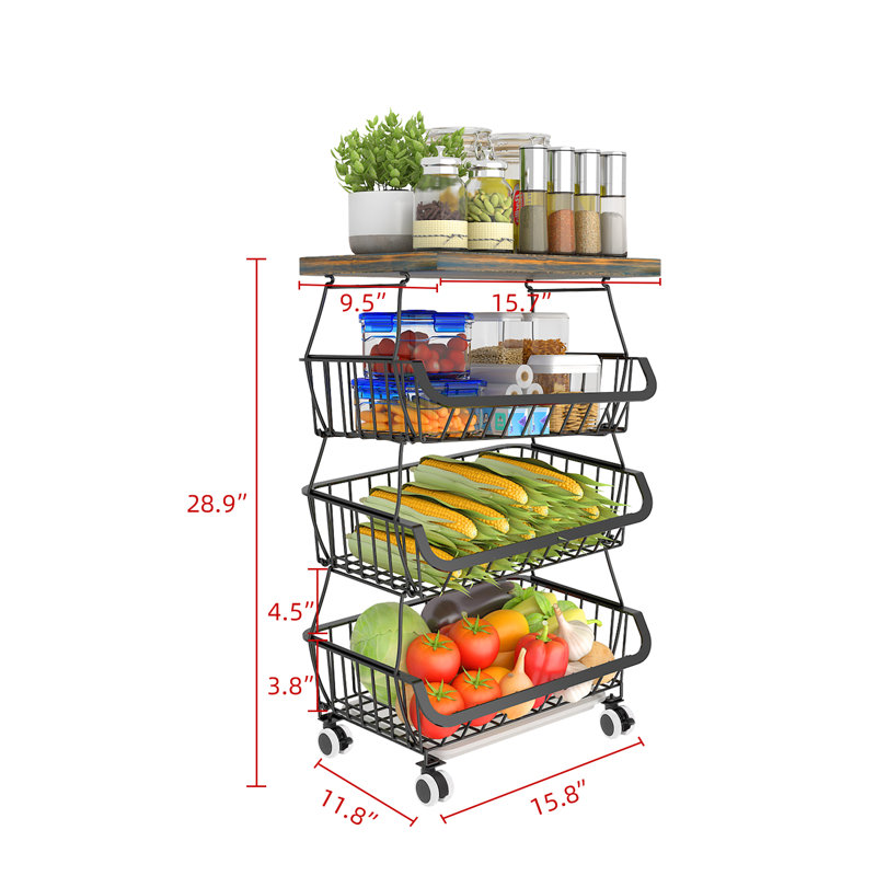 Magdlene 12'' W Height -Adjustable Shelving Unit with Wheels