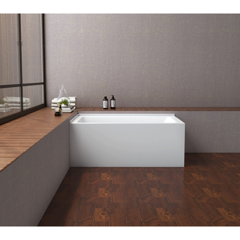 Aqua Eden 54-Inch White Acrylic Alcove Tub with Left Hand Drain