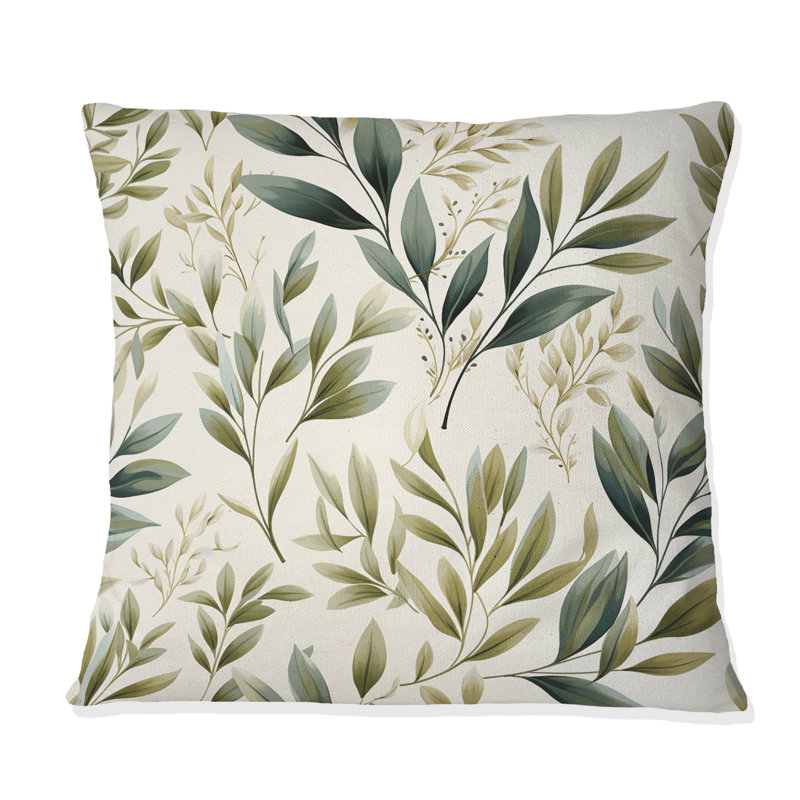 Tranquil Leaves - Plants Printed Throw Pillow, 18"H x 18"W
