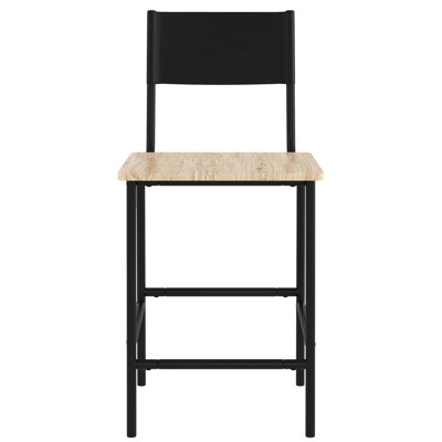 Tabouret à hauteur de comptoir noir avec attrait moderne, assise confortable, siège rustique, convenant à la famille dans une salle à manger
