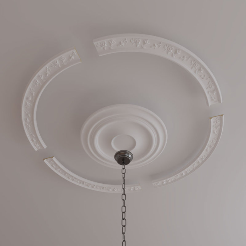 Ensemble d'anneaux de plafond Floral, H 51,25 po x l 51,25 po x P 1 po, Paquet de 4 (forme un cercle complet)