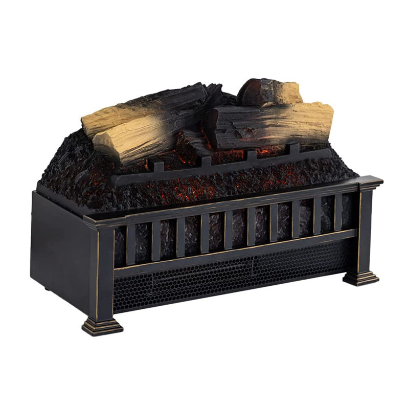 20-Inch Black Electric Fireplace Log Set with Faux Wood