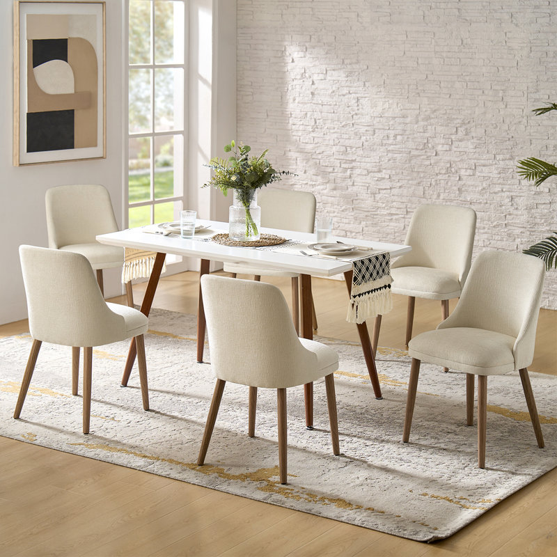 Ensemble de chaises de salle à manger rembourrées l 19,25 po Kanalu, 6, Ivoire ivoire