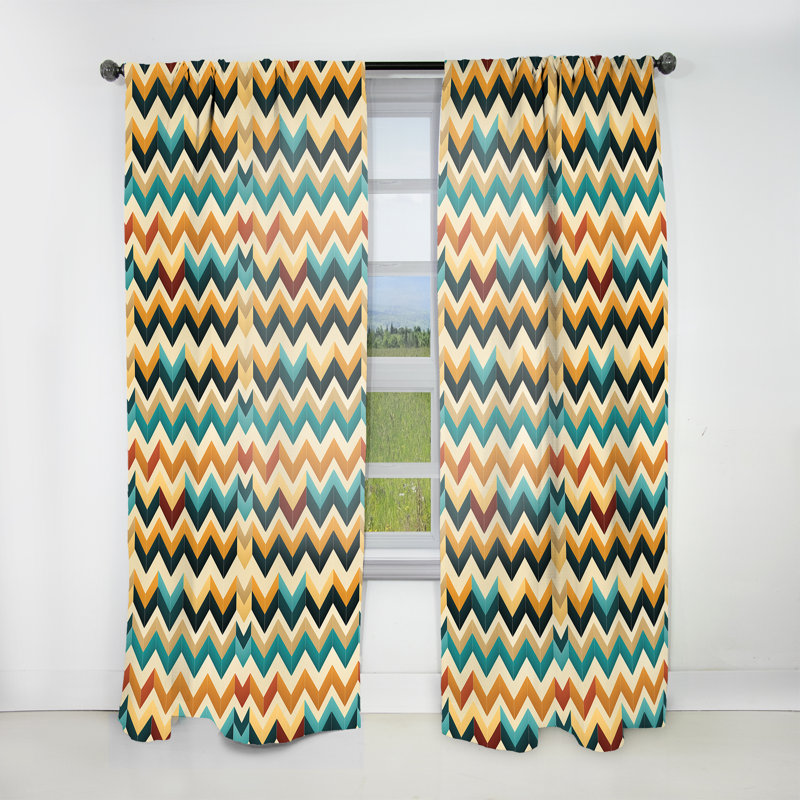 Ivoire Boho Accents Chevron - Rideau à chevrons - Rideau obscurcissant à chevrons - 1 panneaux, L 52 po x L 84 po