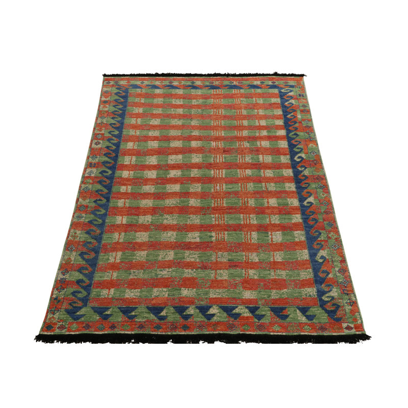 Burano Hand Knotted Wool Geometric Area Rug, Rectangle 6' x 8'
