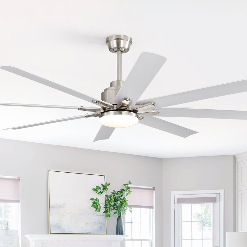 Ventilateur de plafond intelligent de 52 pouces avec lumières, Argent argent, Blanc