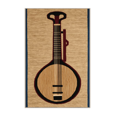 Washable Shamisen Music Area Rug