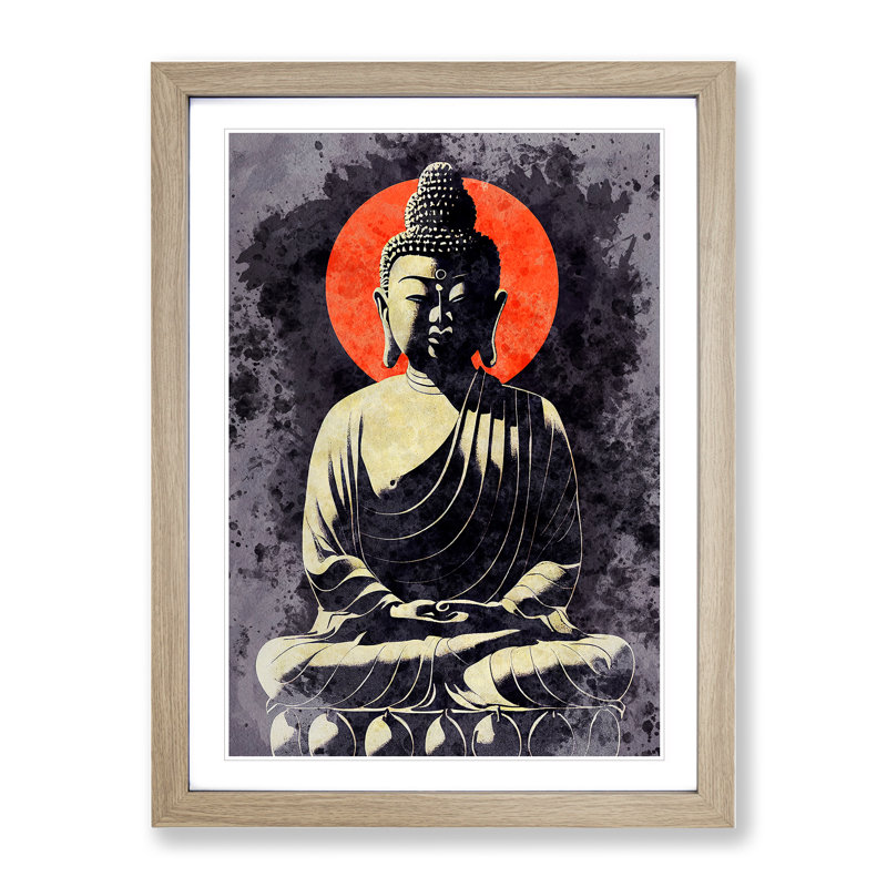 Fabulous Buddha - Single Picture Frame Print, 34cm H x 25cm W x 2cm D, Oak