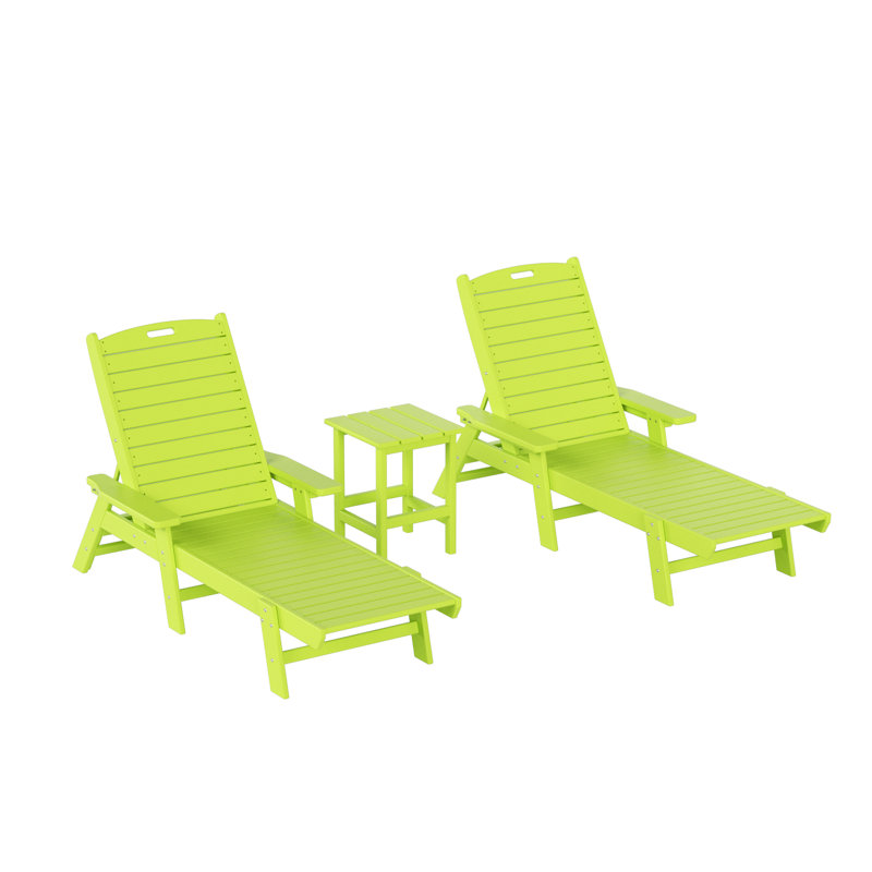 Ensemble de 3 chaises longues inclinables Laguna, Lime