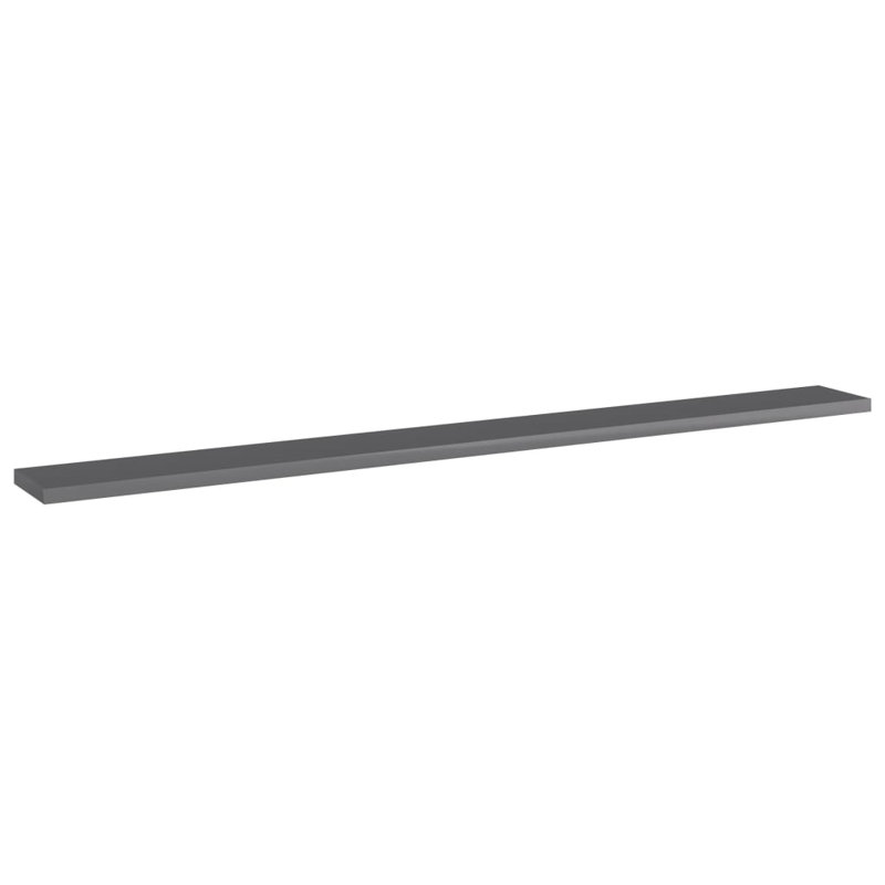 Bookshelf Boards 8 pcs Engineered Wood, High Gloss Gray, (8 Shelves) 0.6" H x 39.4" W x 3.9" D
