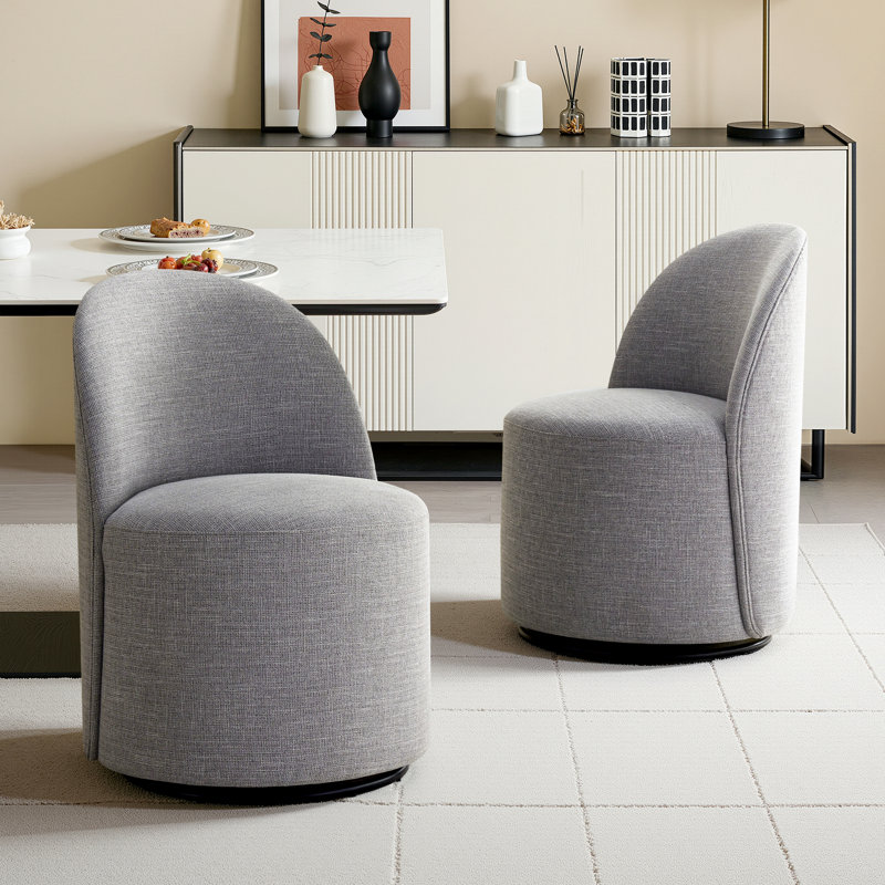 Upholstered Fully Assembled Swivel Dining Chairs (Set of 2), Linen Gray