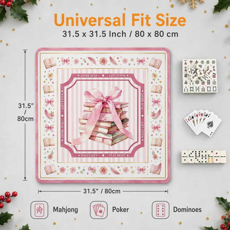 Tapis de table en acajou rose antidérapant de 31,5 x 31,5 po pour femme