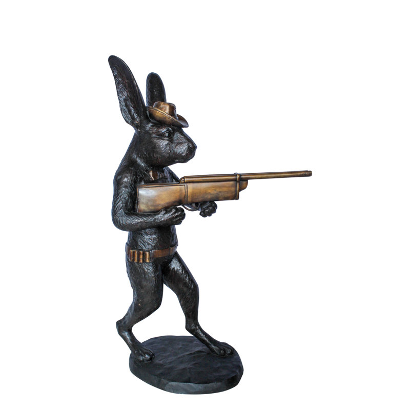 Statue en bronze de carabine tenant un fusil 22 po x 13 po x H 35 po