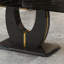 71" Black Faux Marble Rectangular Dining Table with U-Shaped Pedestal Base-518559035