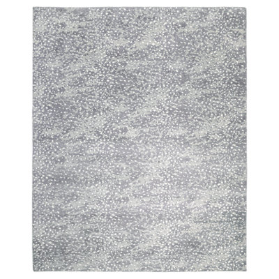 Arash Hand Knotted Abstract Area Rug in Gray/White