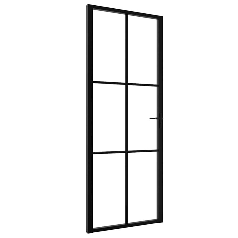 Porte intérieure WALPLUS avec cadre escamotable en verre ESG et cadre en aluminium noir 76 x 201,5 cm