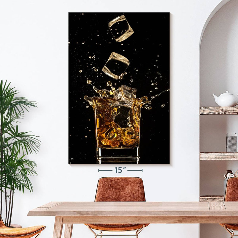 Whiskey Ice Splash Canvas Print, 34" H x 51" W x 1.25" D