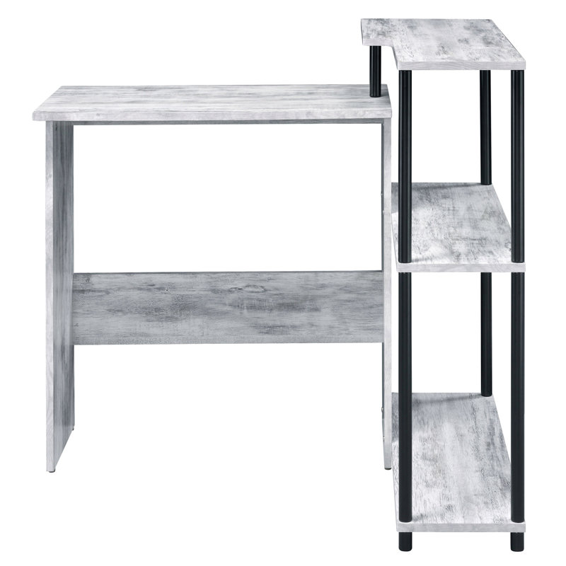 Office Desk with Bookshelf, Grey