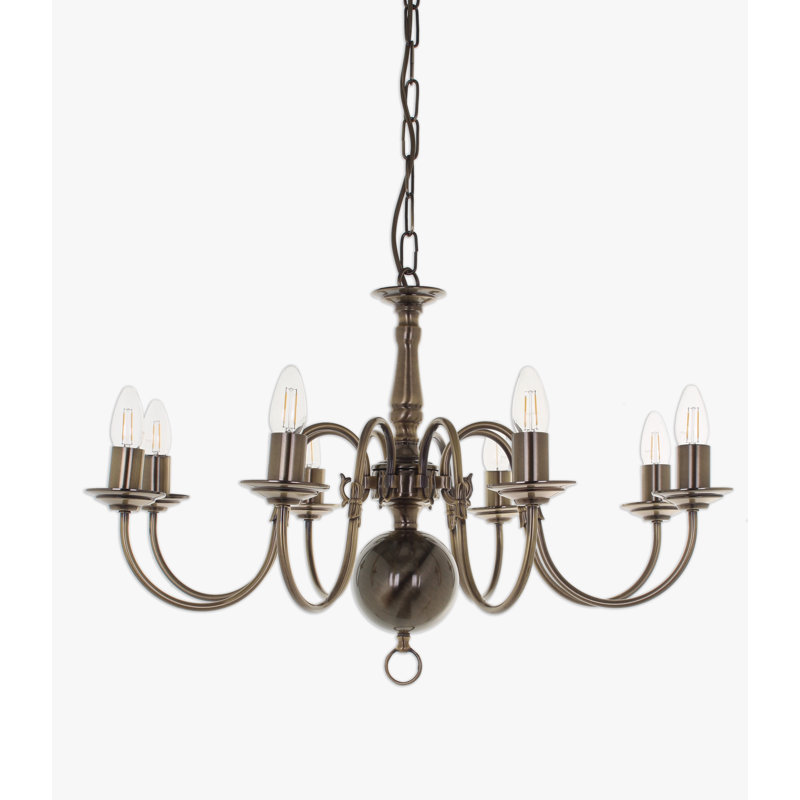 Roosevelt 8 - Light Geometric Chandelier, Antique Brass