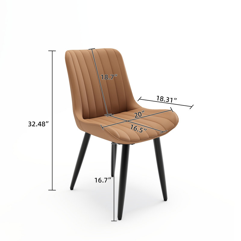 Ensemble de 2 chaises de salle à manger modernes en similicuir avec coussins épais et pieds en métal, chaises d'appoint en faux cuir sans accoudoirs pour la cuisine et la salle à manger