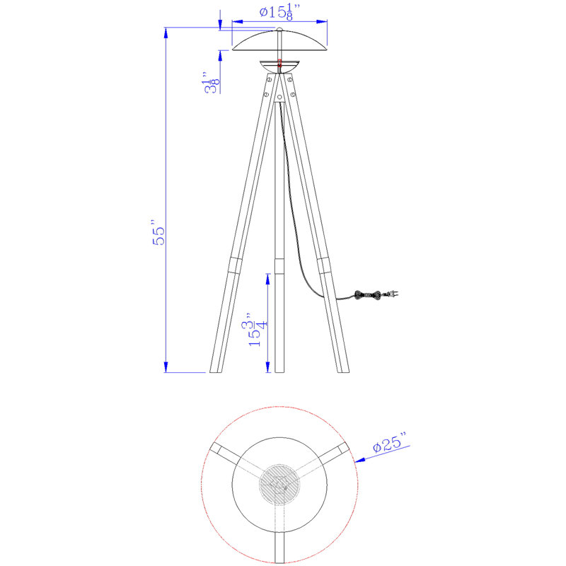 Kelela 55'' Wood LED Tripod Floor Lamp