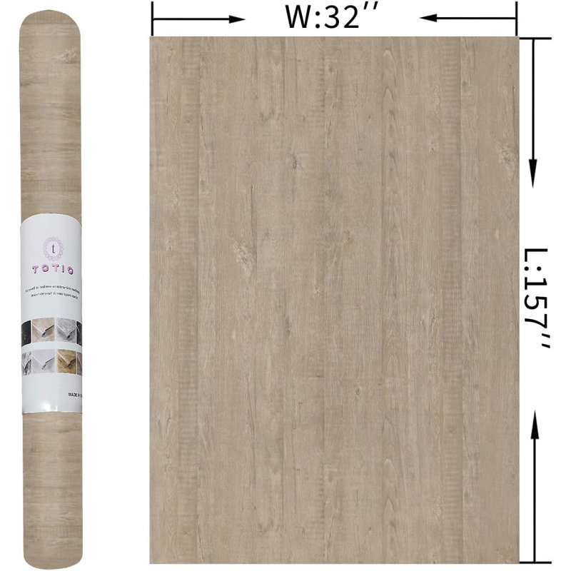 Papier peint auto-adhésif avec grain de bois, pellicule de vinyle imperméable, technologie de fente de guidage d'air, finition mate pour une application facile et adhérence durable