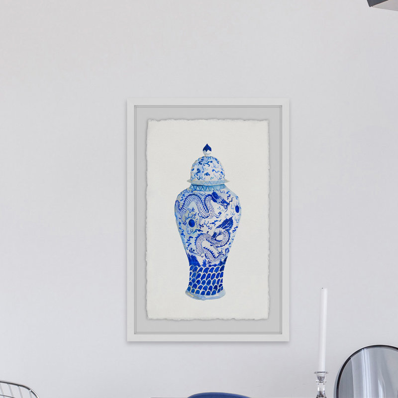 « blue vase », reproduction encadrée, H 30 po x l 20 po