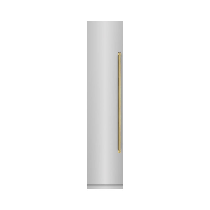 ZLINE Autograph Edition 18 in. 8.6 cu. ft. Hinge Column Freezer with Graphite Gray Interior and Polished Gold Accents, Right