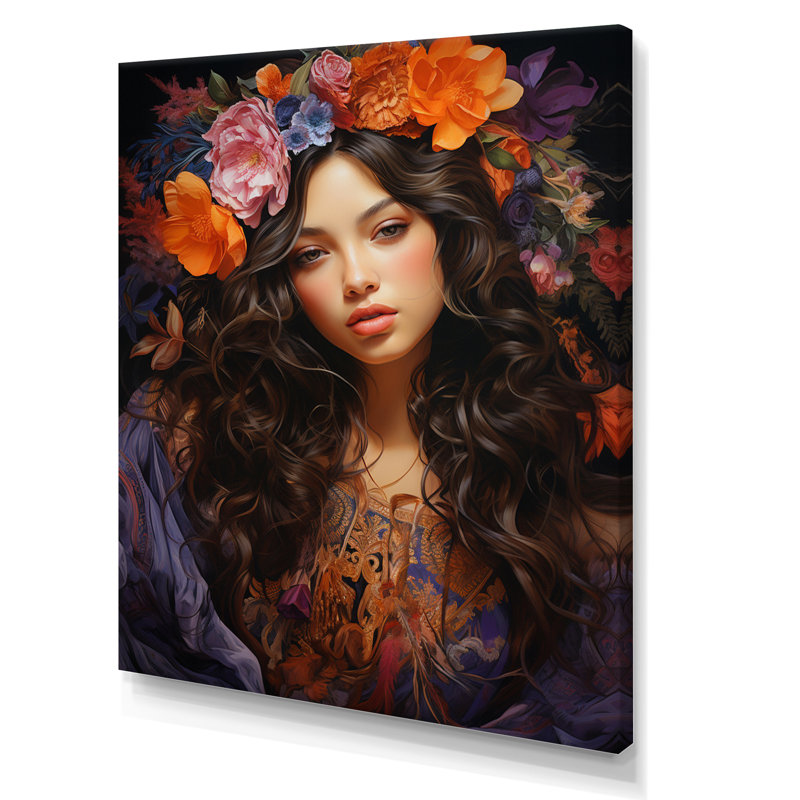 Boho Latina, enchantement floral sur toile, H 20 po x l 12 po x P 1 po, Toile tendue