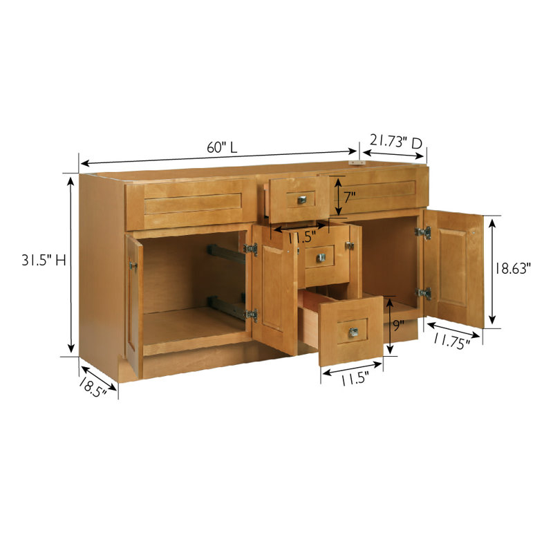 Brookings 60 Inch Modern Birch Double Bathroom Vanity
