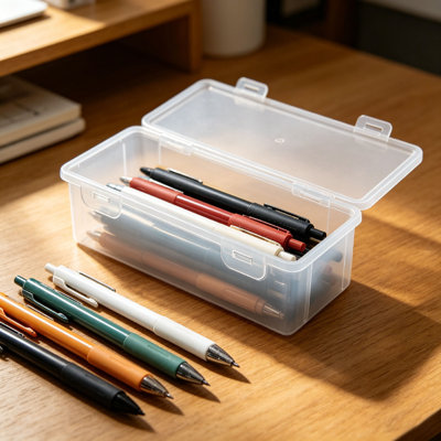 Pencil Case Clear Plastic Pencil Box Large Capacity Pencil Case With Hinged Lid And Snap-Tight Clasp Stackable School Office Supplies Storage Organizer Box For Pens