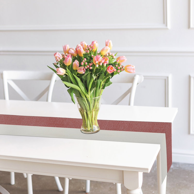 Runner Geometric Cotton Table Runner, Red