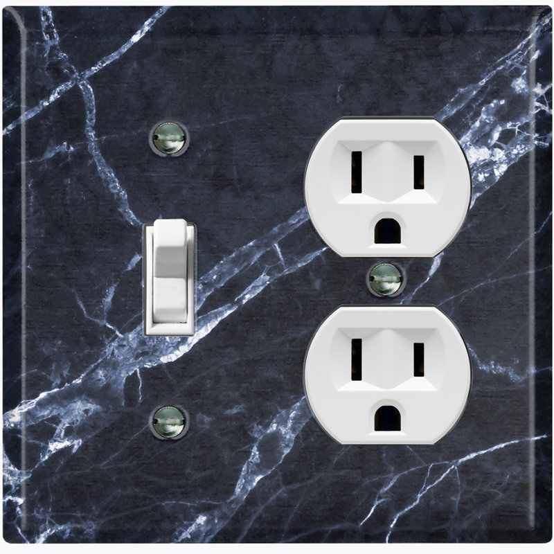 Patterned 2 - Gang Combination Plate Standard Combination Wall Plate, Blue