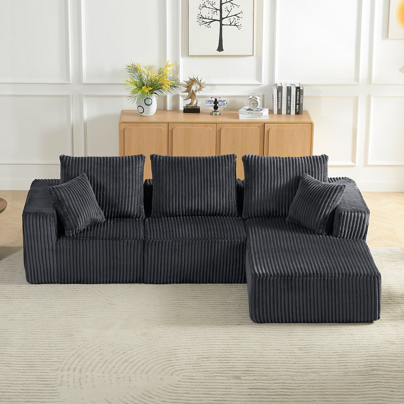 Modular Sectional Sofa, Right Hand Facing, Dark Gray