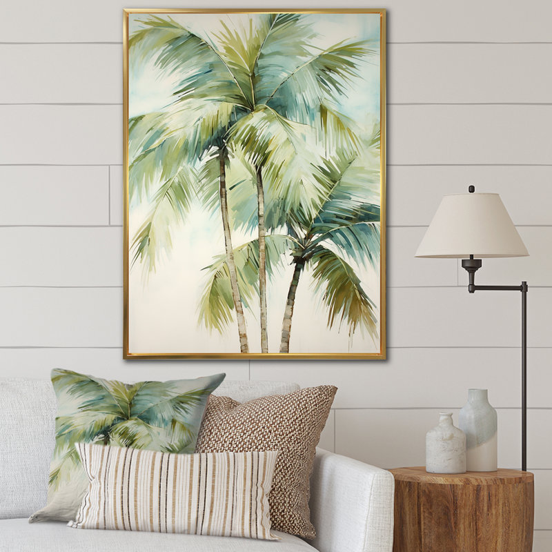 «Dreyfuss Green Minimalims Palm Trees I», reproduction d'art sur toile, palmiers, H 32 po x l 24 po x P 1 po