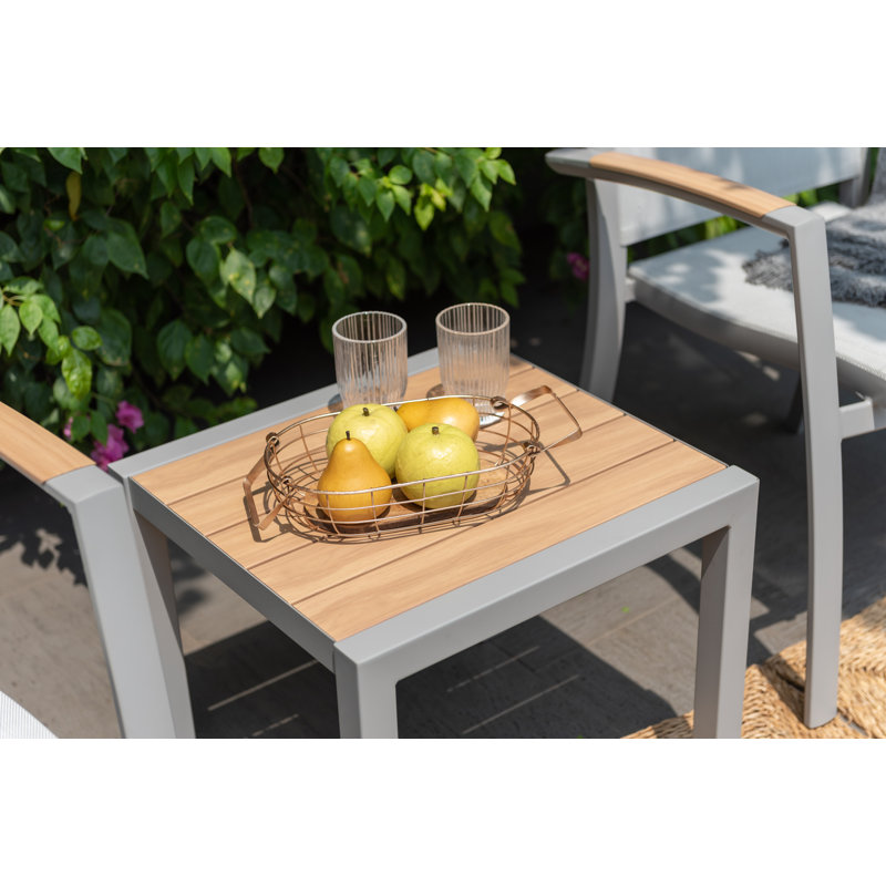 LifestyleGarden Bora 100% Maintenance Free Aluminum Outdoor Patio Black Side Table, Gray