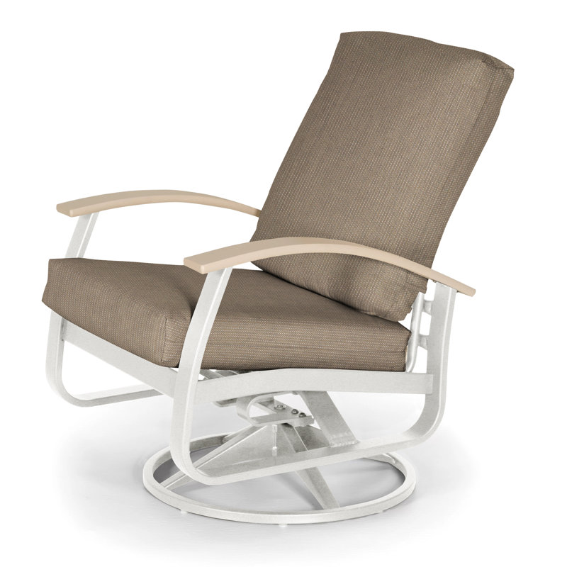 Belle Isle Outdoor Swivel Lounge Chair, Cast Slate Sunbrella® Plainweave, White P50, Textured Snow