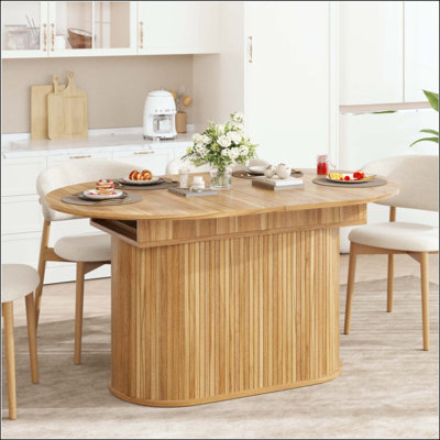 Table de salle à manger extensible avec pieds rayés pour le salon et la cuisine