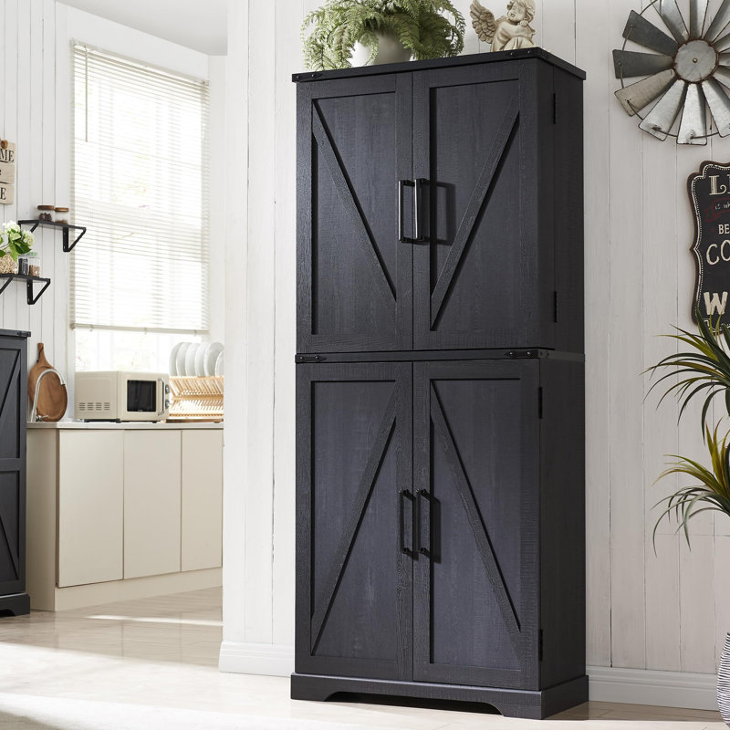 Aaleah 72'' Kitchen Pantry with Classified Pantry Door, Storage Cabinet with Organizer, Drawer,Adjustable Shelves, Black
