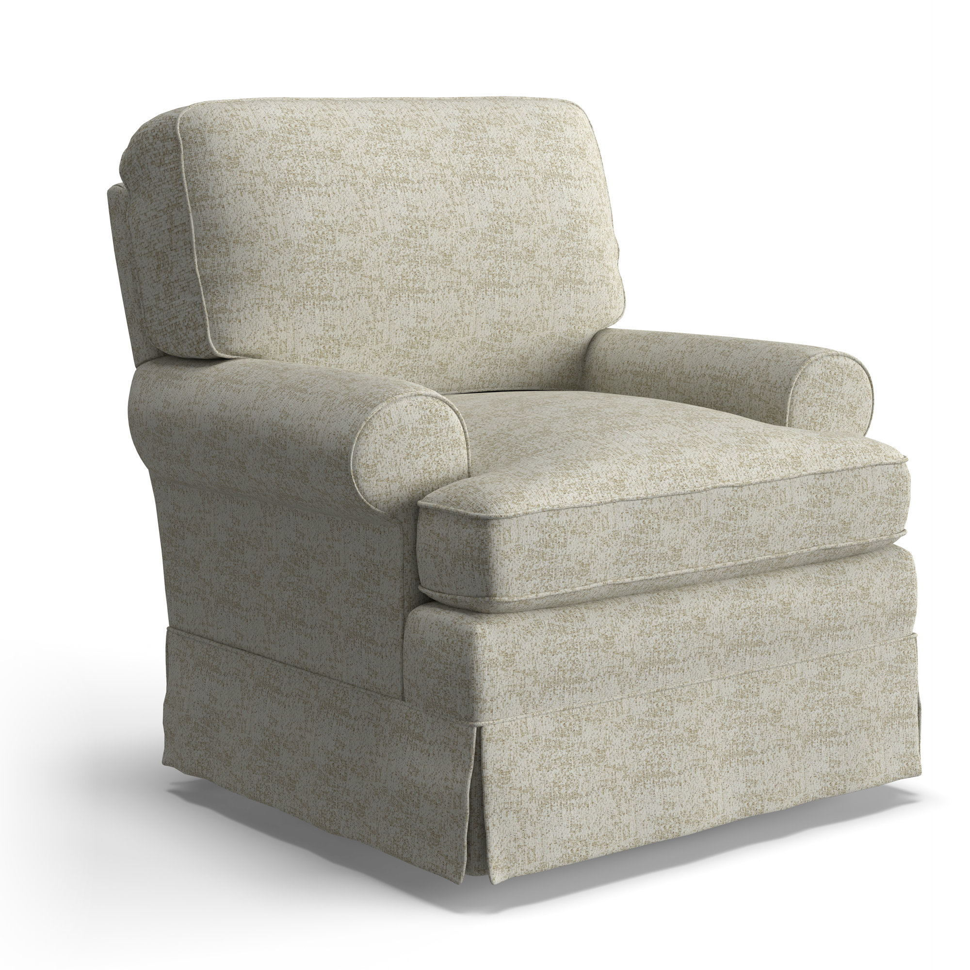 Upholstered Swivel Armchair, Malibu Parchment Performance Chenille